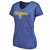 Women's Seattle Mariners Freehand V Neck Slim Fit Tri Blend T-Shirt Royal FengYun